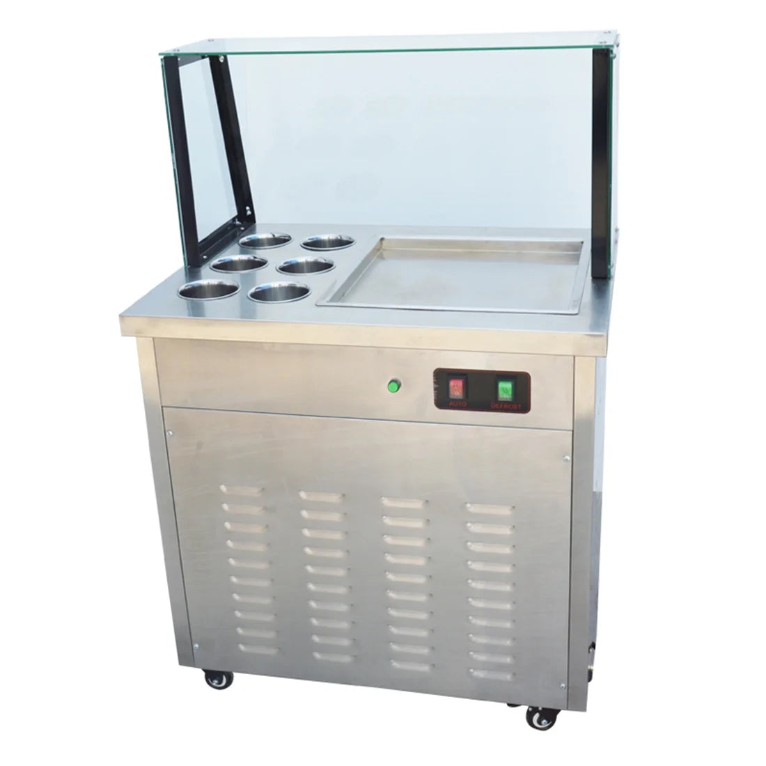 Commercial Fried Yogurt Machine with Dust Cover & 6 Buckets O48831