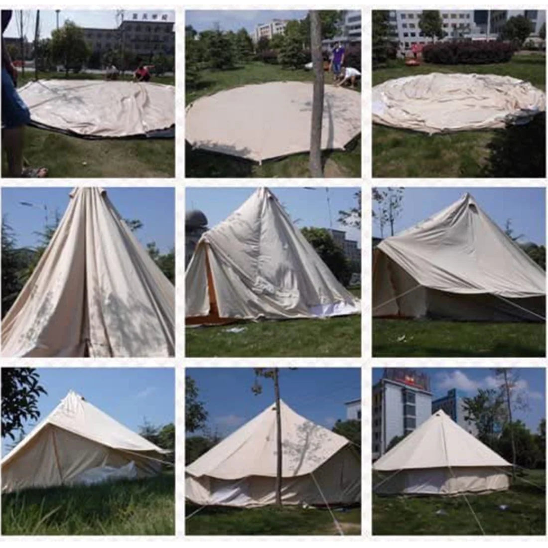 19.69ft Camping Bell Tent with Front Awning T83462