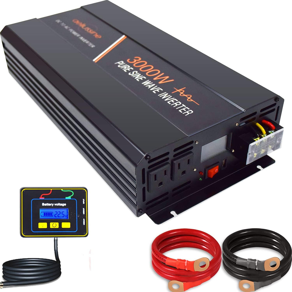 2000 Watt Pure Sine Wave Power Inverter 24V DC to AC 120V with LCD Display D41656