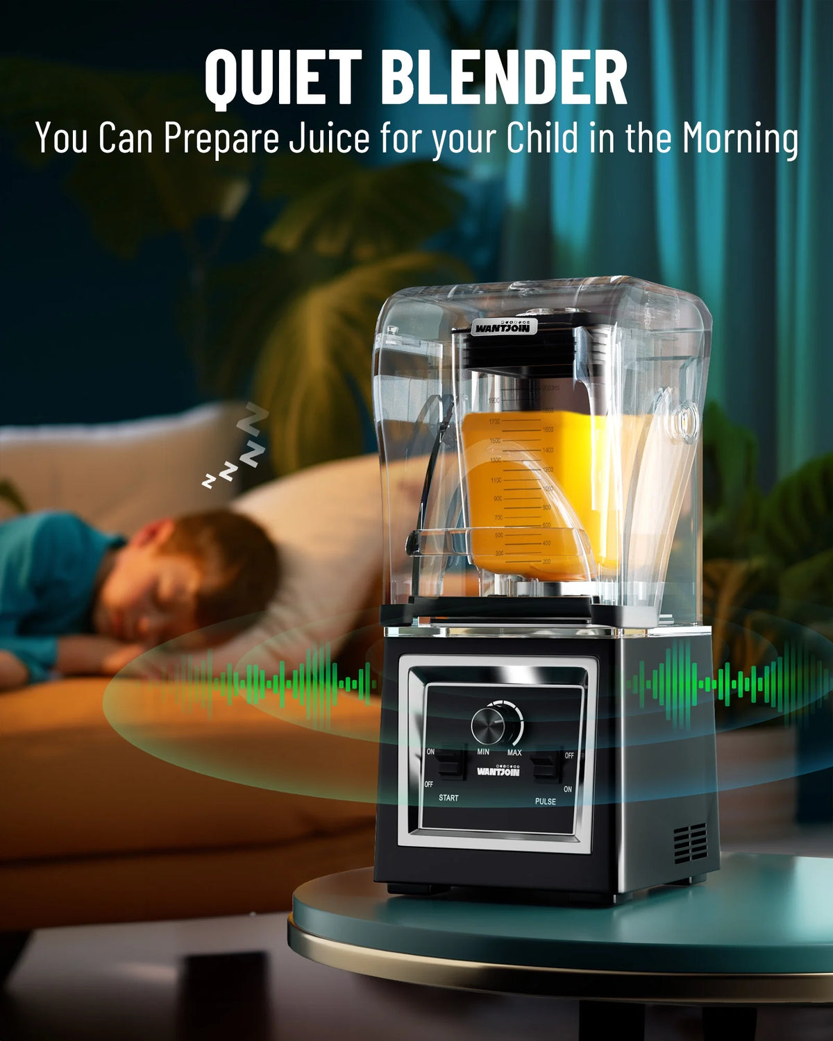 2000W 67 Oz Soundproof Quiet Commercial Blender T36691