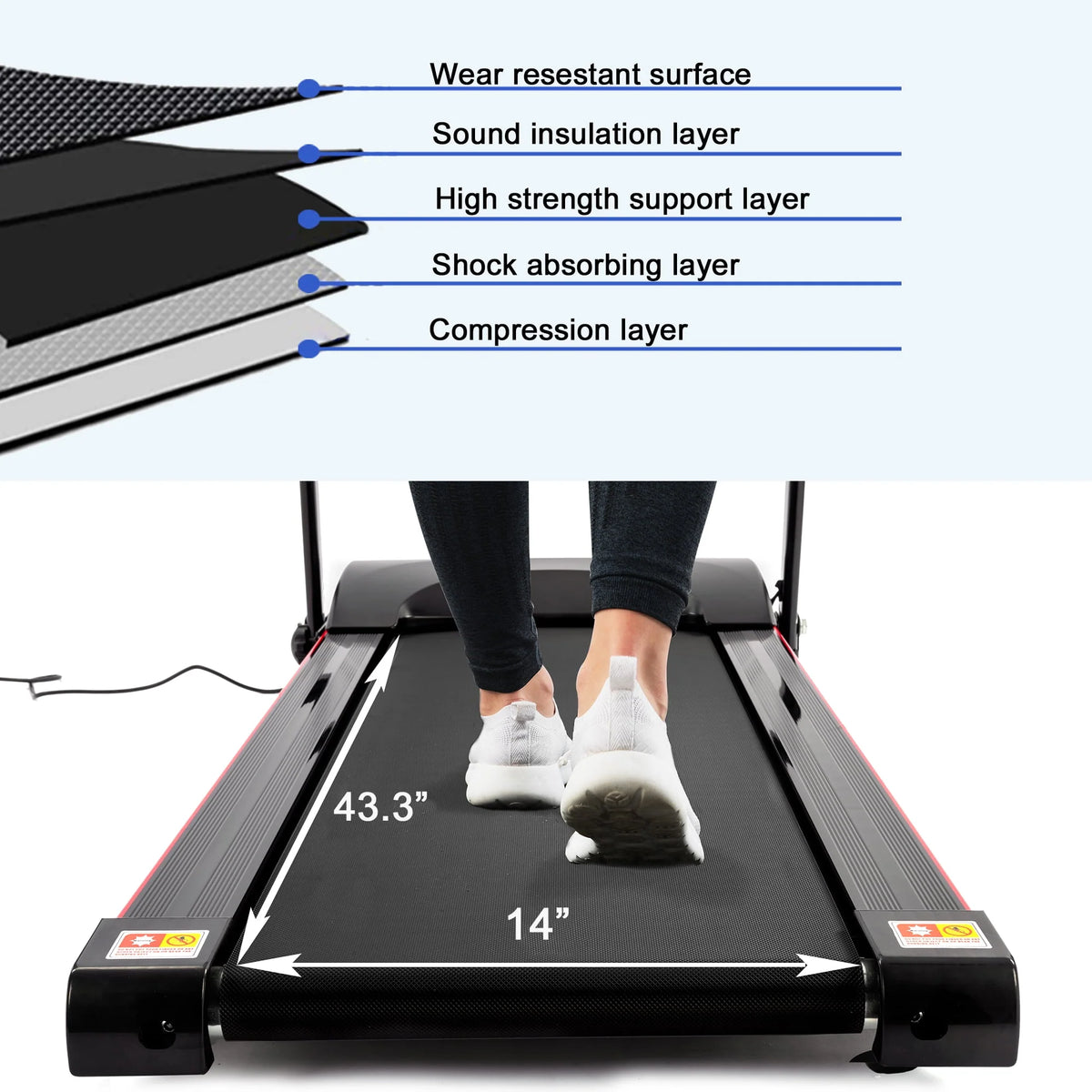Black 1.5HP Folding Treadmill 220 LB Max Weight L377
