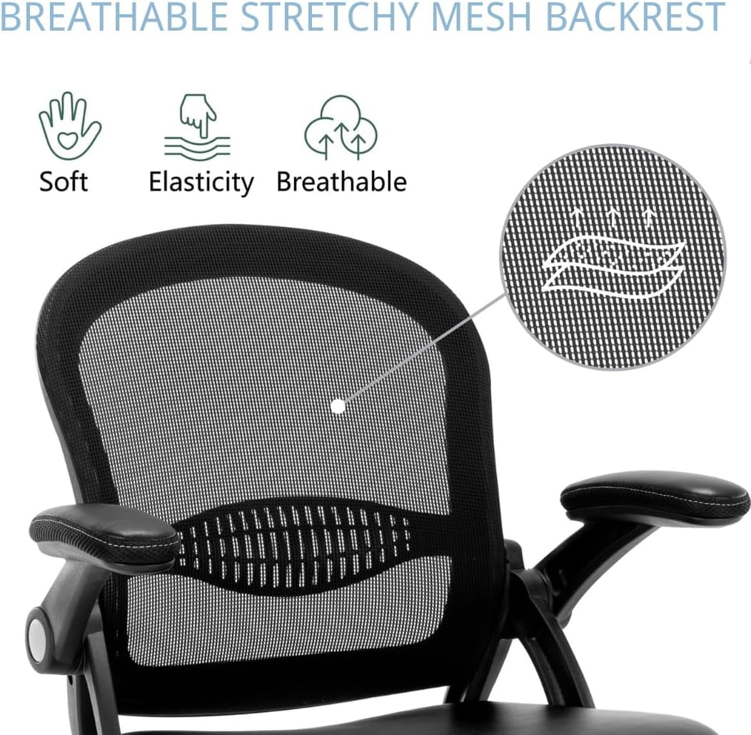 Black Ergonomic Mesh Office Chair with Flip-up Armrests L998031