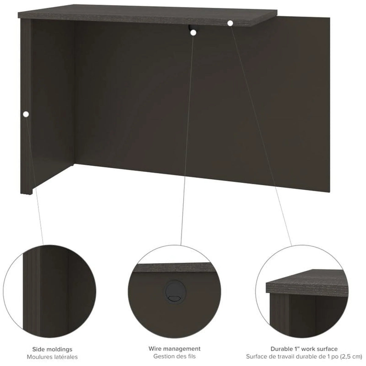 Desk Return in Bark Gray and Slate R246674