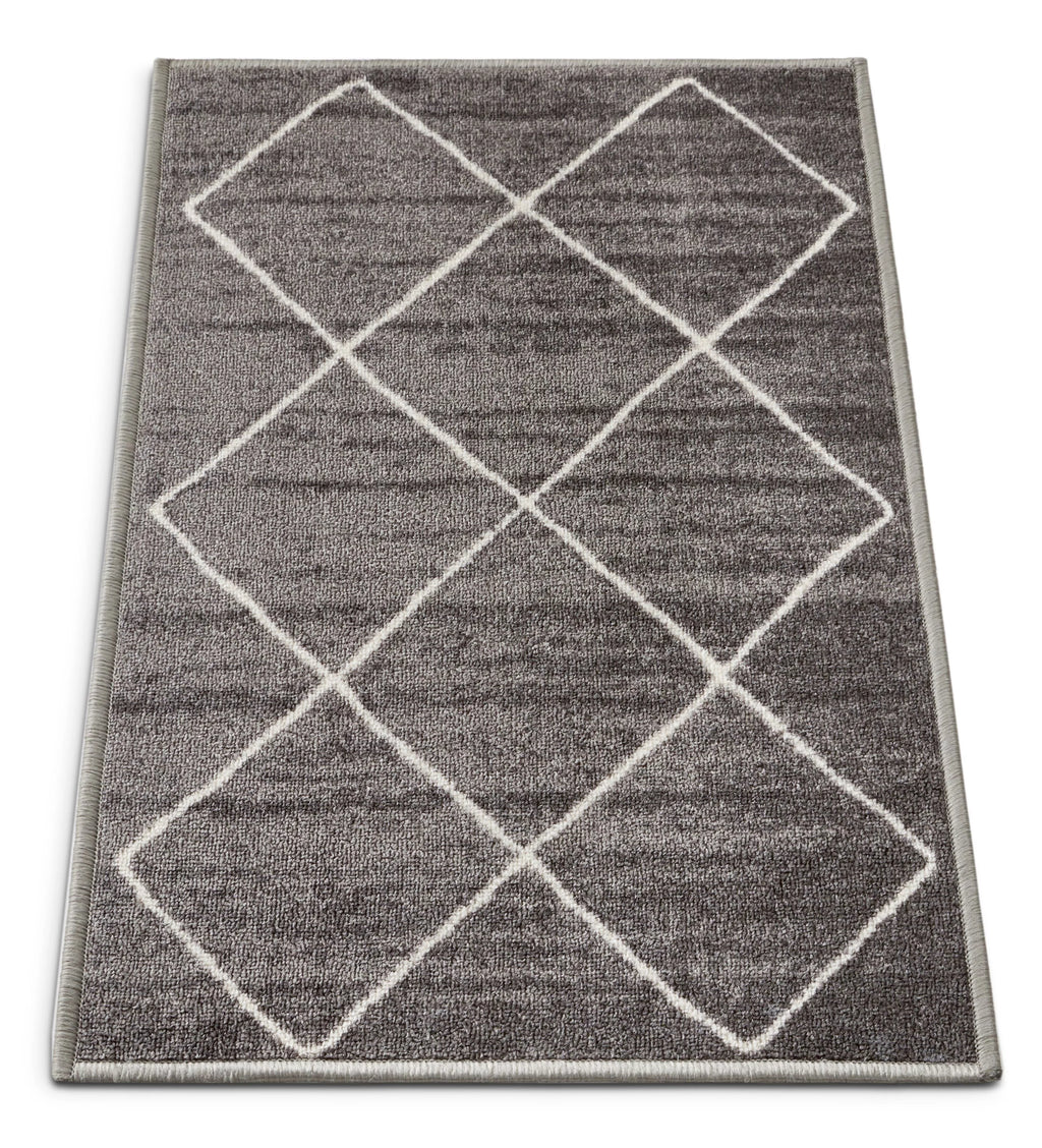 Grey Diamond Lattice Print Indoor Outdoor Area Rug N42337