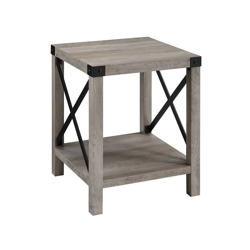 Gray Wash Metal Side Table G71567