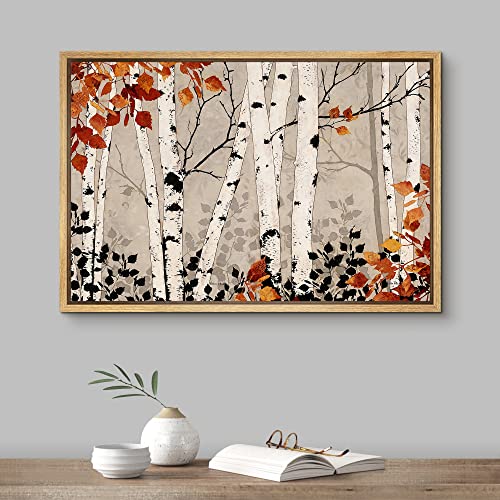 Canvas Print Vibrant Orange Autumn Fall Forest Realism Decorative Landscape N789