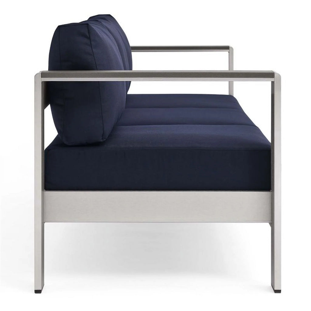 Aluminum Patio Sofa in Silver Navy X587443