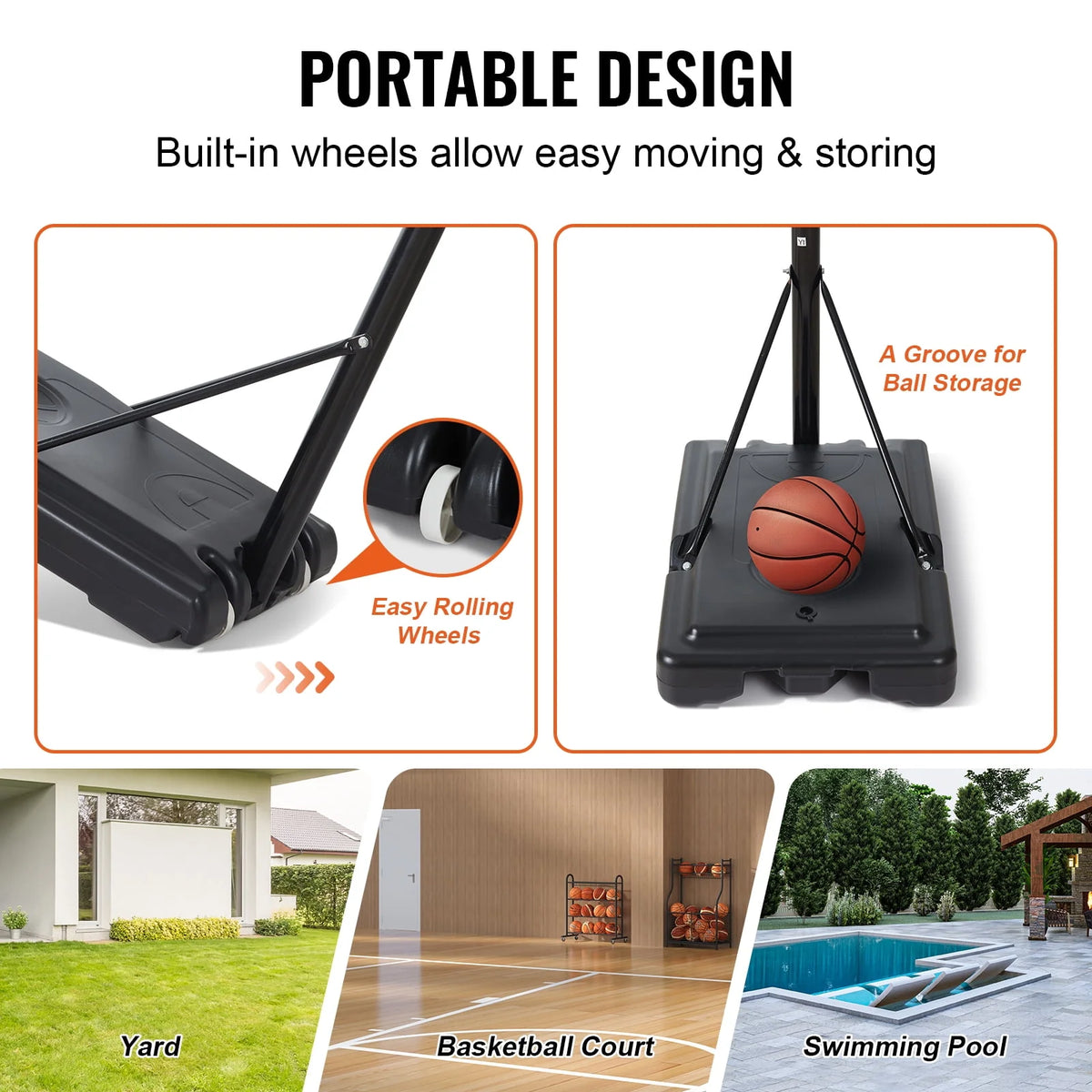Basketball Hoop Adjustable Height Backboard System L79421