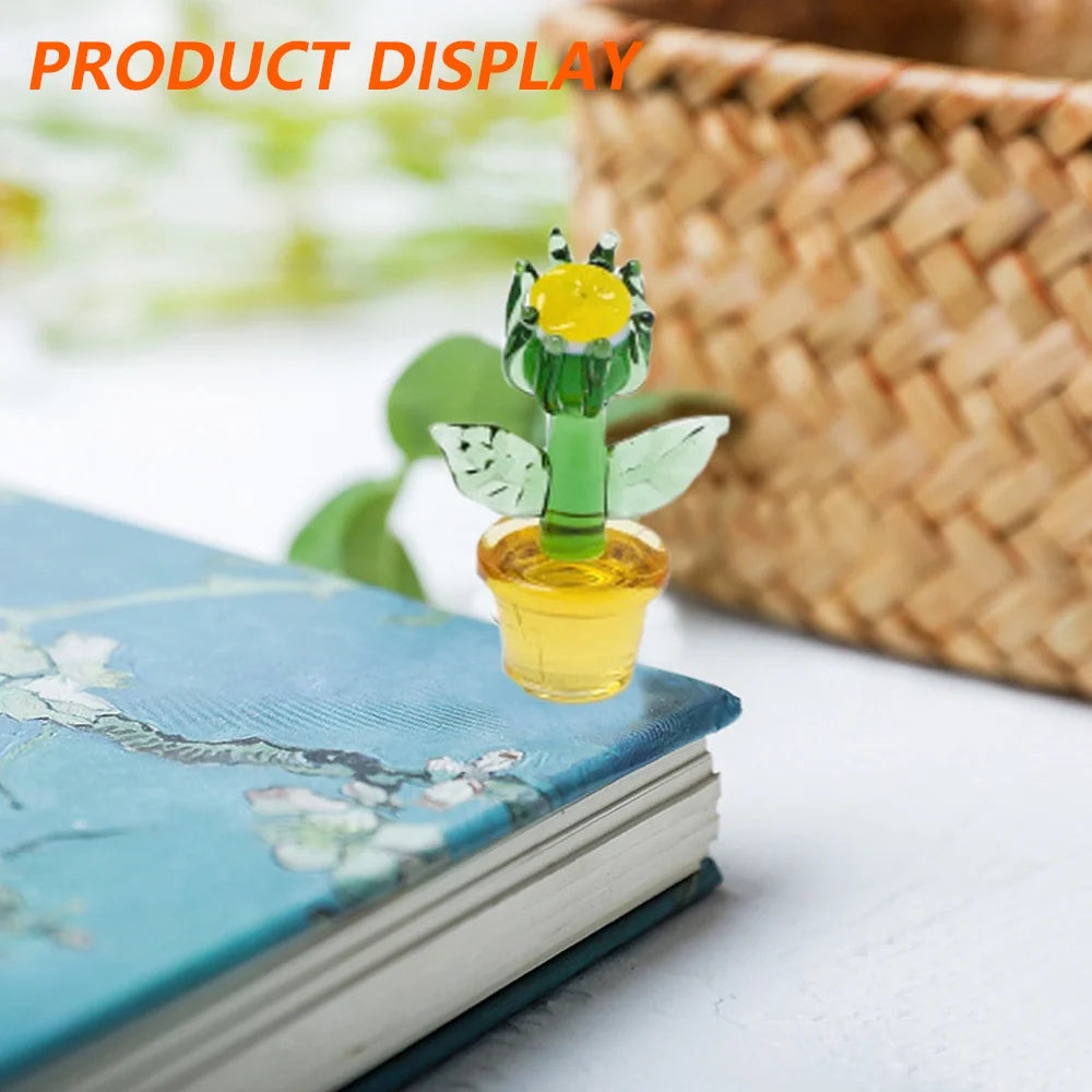 Handmade Blown Glass Cactus Figurines Desk Decorations K1857
