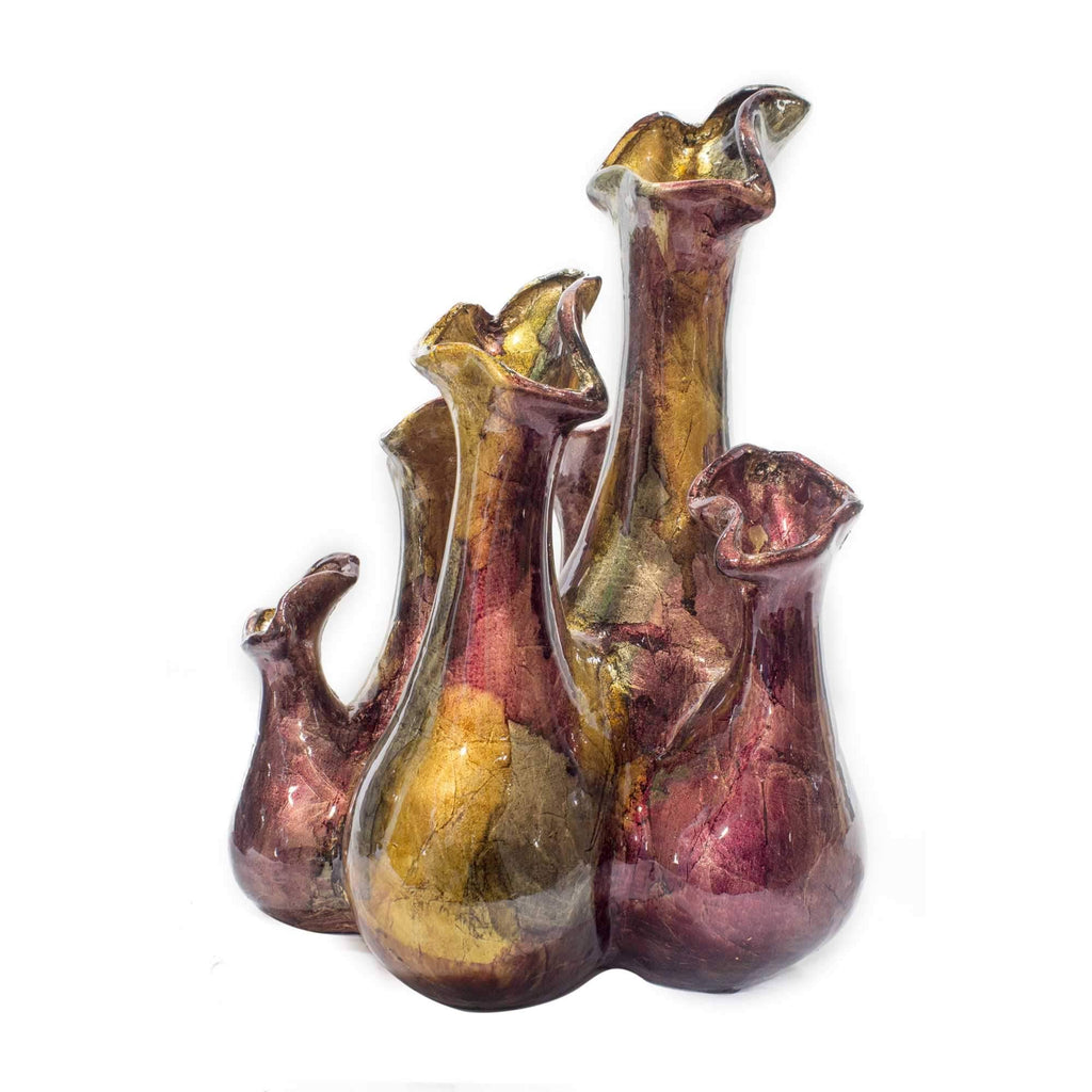 Copper Red Gold Ceramic 5-Bud Vase L493405