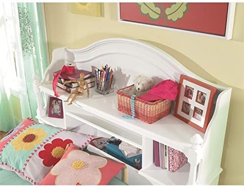 Full 4 Shelf Bookcase Headboard in White Wood N25309