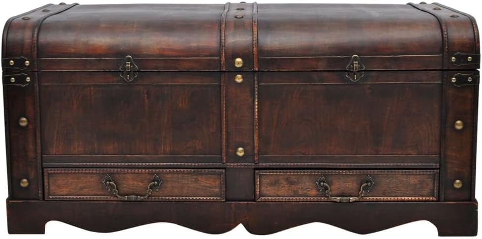 Vintage Style Wooden Storage Box Trunk Cabinet K3036