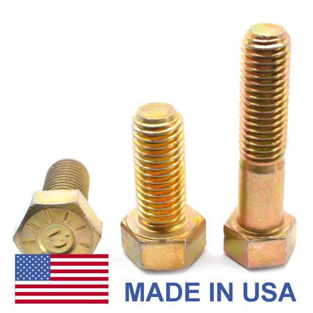 1/2 inch-13 x 1 inch Coarse Thread Grade 9 Hex Cap Screw Yellow Zinc Plated Pk 50 L560