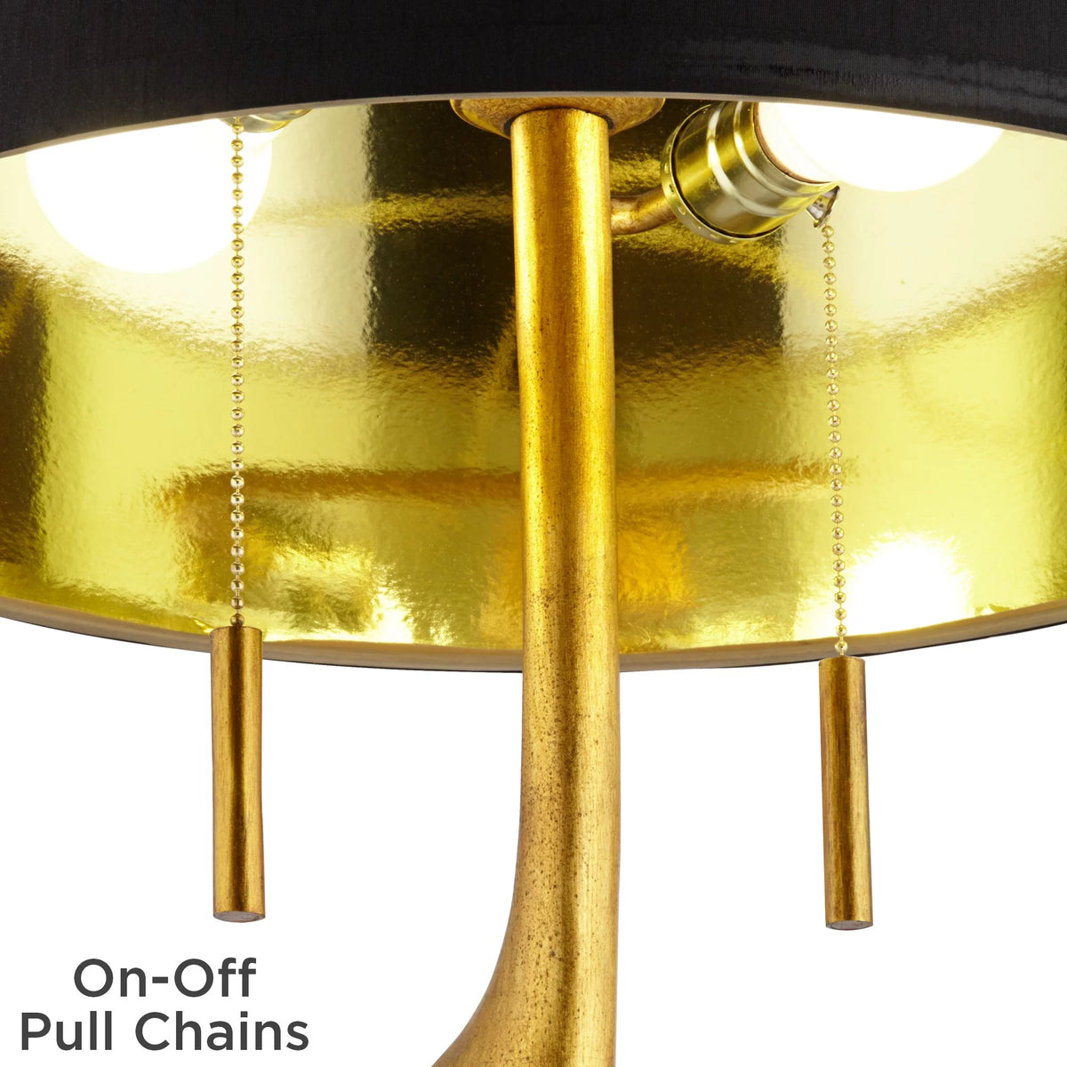 Gold Leaf Table Lamp with Black Drum Shade U899264