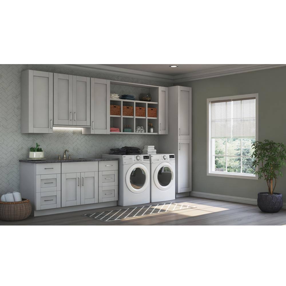 Dove Gray Farmhouse Apron-Front Sink Base Kitchen Cabinet E215471