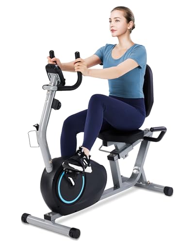 Recumbent Exercise Bike with 400LB Weight Capacity, Pulse Sensor, 16-level Resistance, LCD Monitor T87099