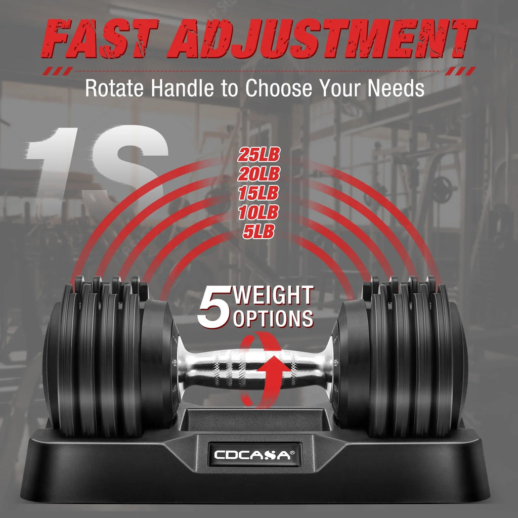 Adjustable Dumbbell Set 25 Lb Black X1993