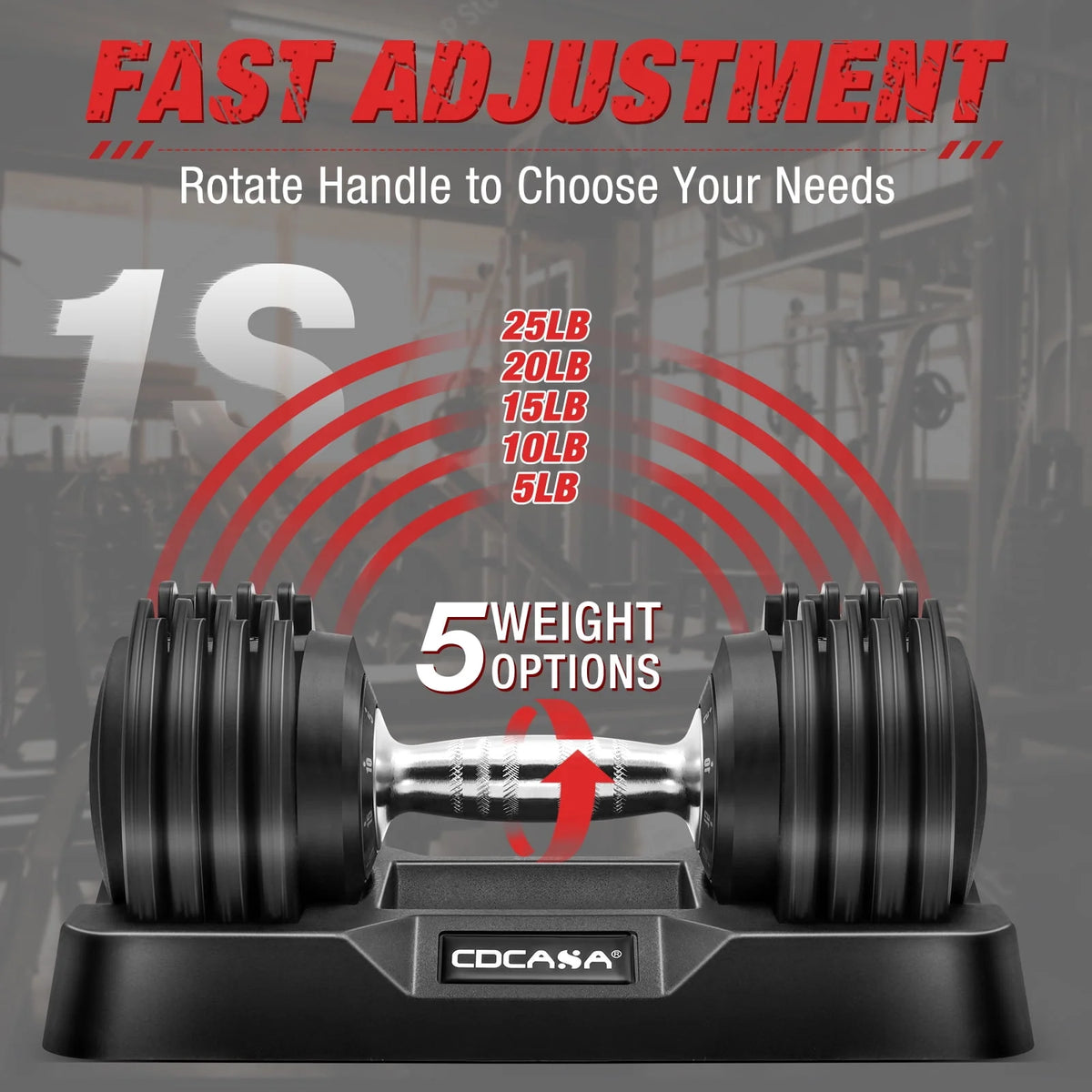 Adjustable Dumbbell Set 25 Lb Black X1993