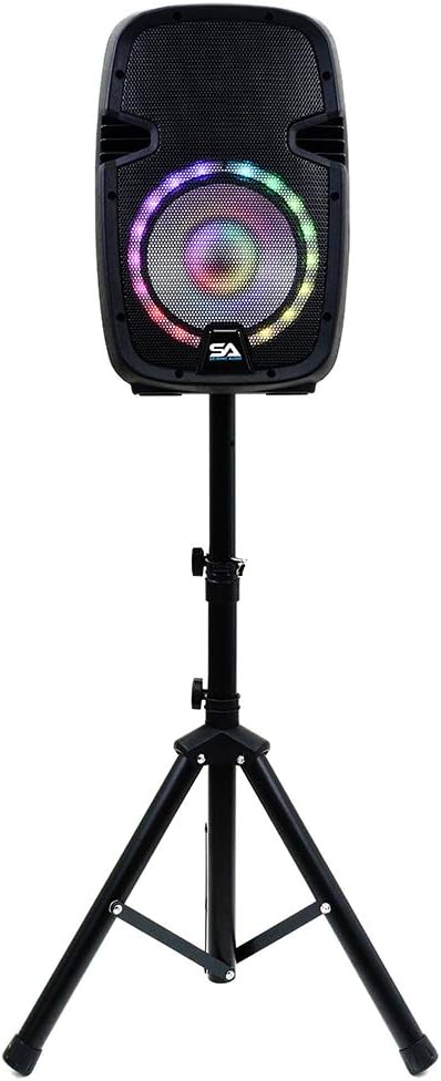 Active 10 Inch DJ Karaoke Party Speaker with Stand, Bluetooth, LED Lights, Microphone, Cable and Remote X67352