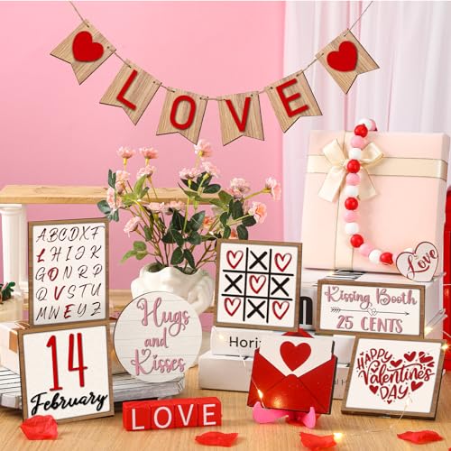 19 Pcs Tiered Tray Decorations Set with 2 Tiered Tray Stand F565