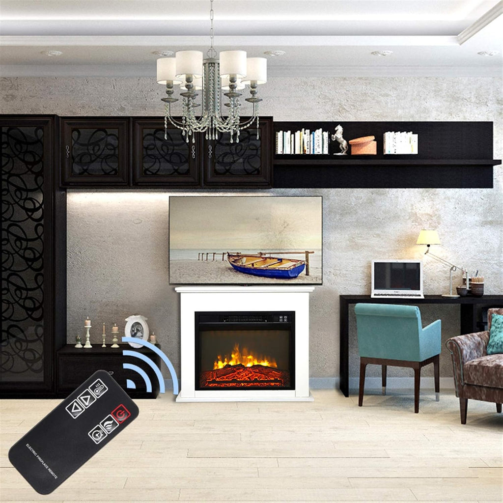 White Wood Fireplace Cabinet with Mantel Freestanding Fireplace Heater Q7444