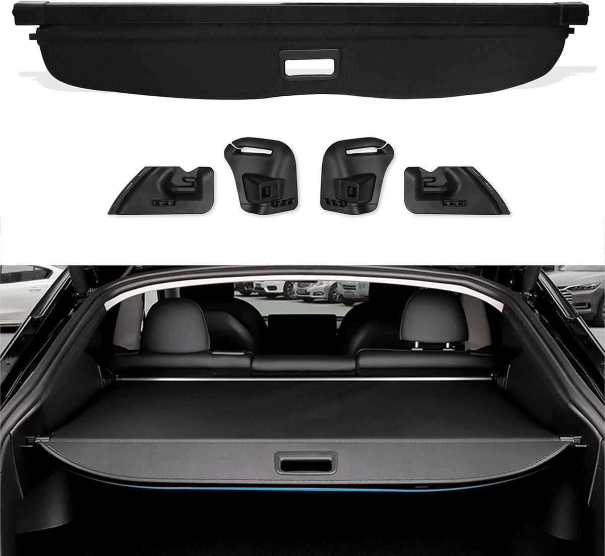 Black Waterproof Canvas Retractable Trunk Cover E545