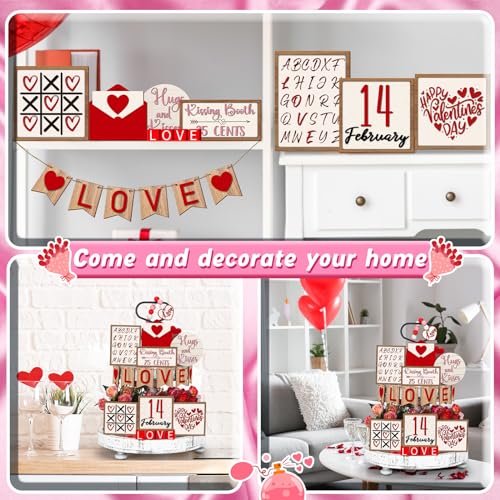 19 Pcs Tiered Tray Decorations Set with 2 Tiered Tray Stand F565