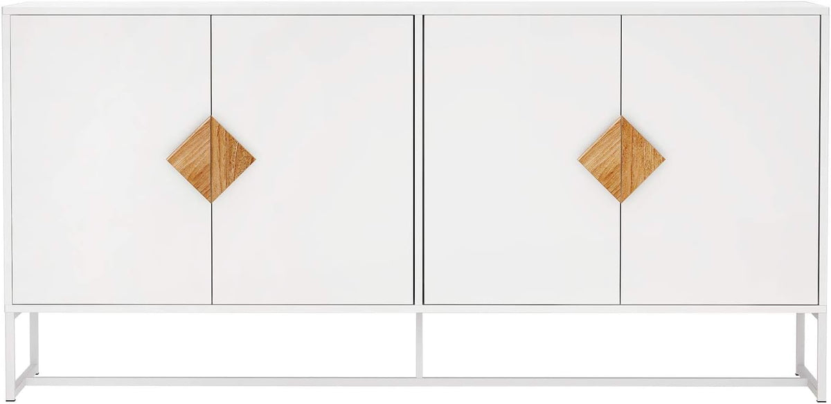 White 2 Door Sideboard with Solid Wood Handles and Metal Legs N402