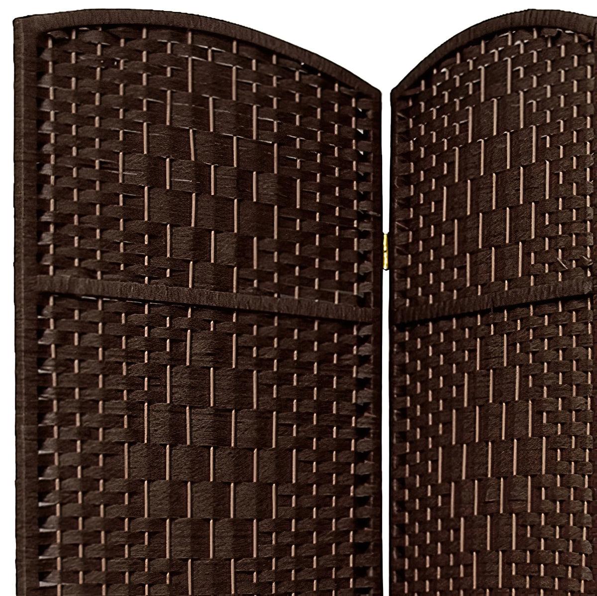 Handmade 7' Wood and Plant Fiber Room Divider 4 Panel Dark Mocha C704057