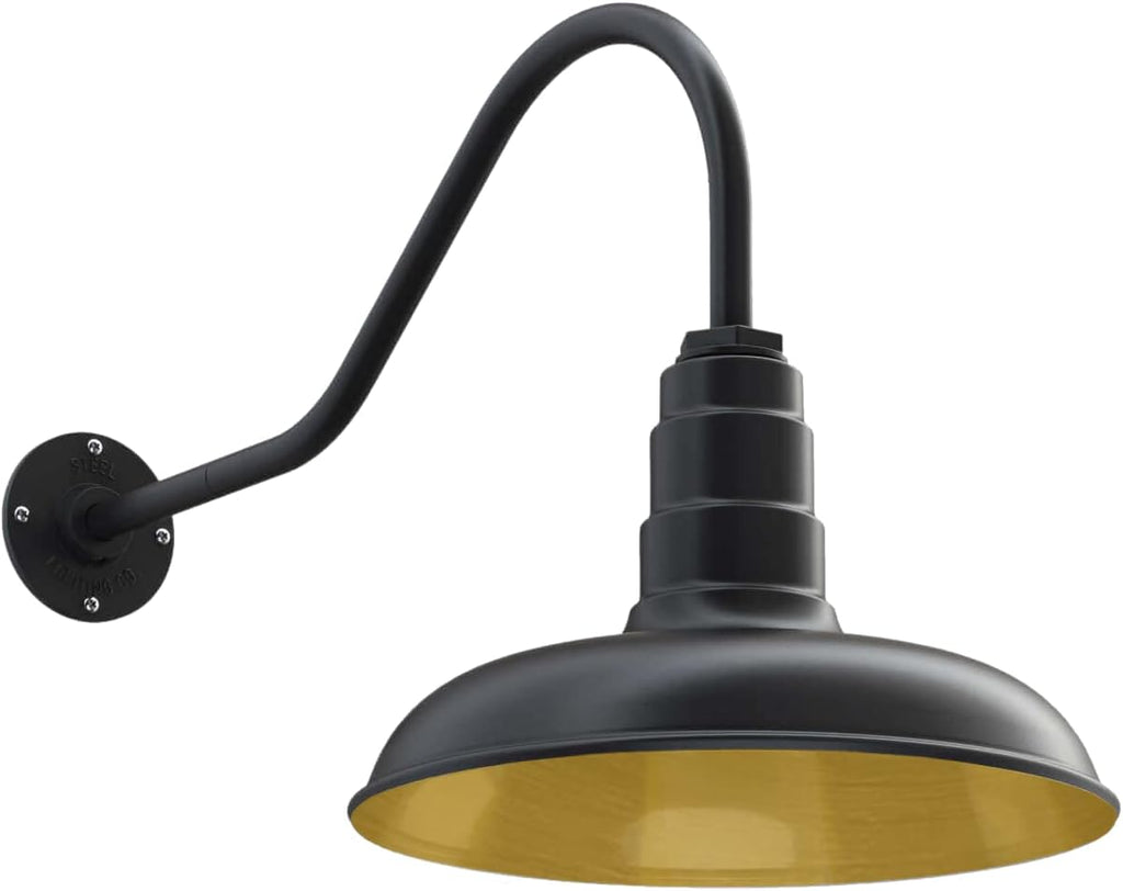 Gooseneck Barn Light with Steel Dome, 16 Gooseneck, White E63584
