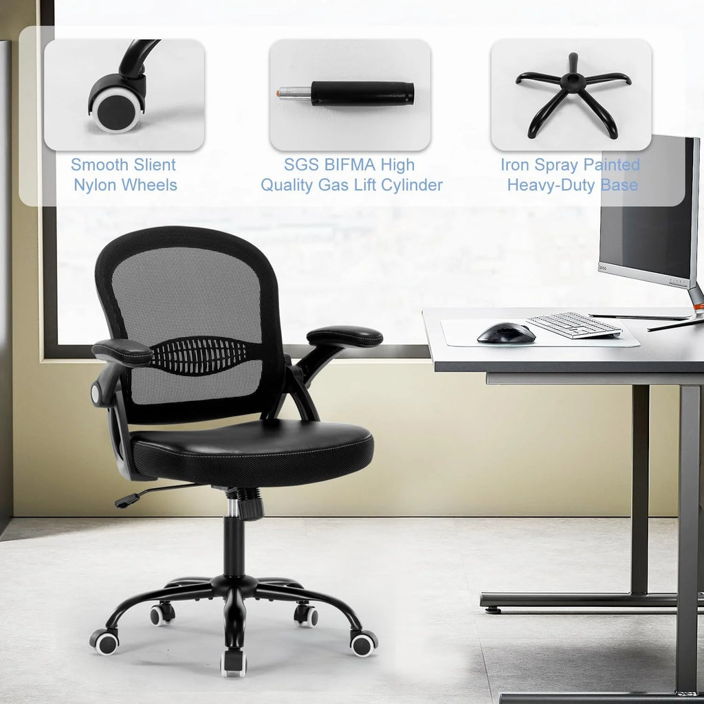 Black Ergonomic Mesh Office Chair with Flip-up Armrests L998031