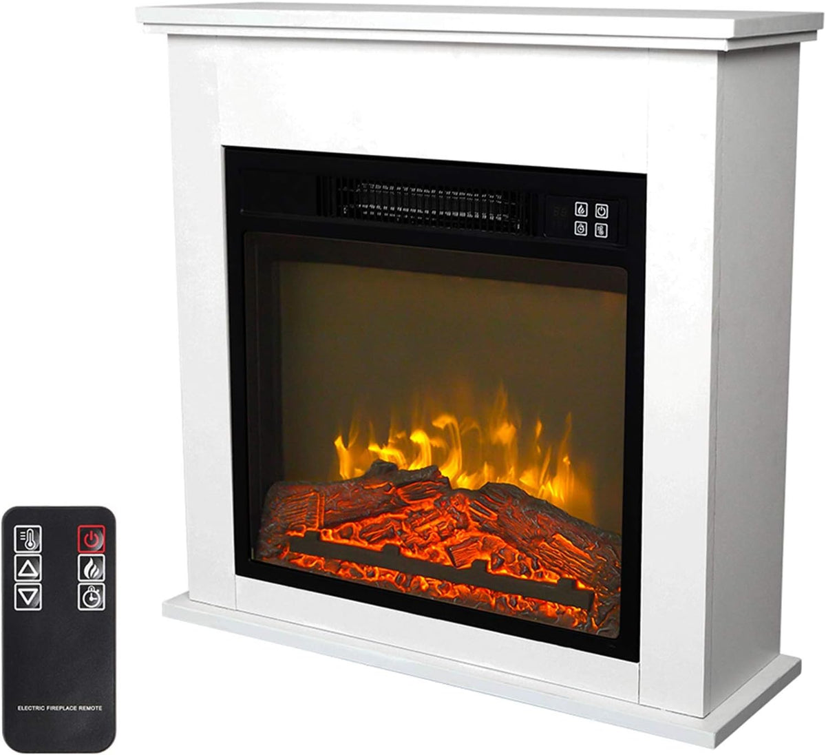 White Wood Fireplace Cabinet with Mantel Freestanding Fireplace Heater Q7444