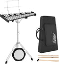 32 Note Glockenspiel Xylophone Bell Kit with 8 Inch Drum Practice Pad, Stand, Carrying Bag H5753