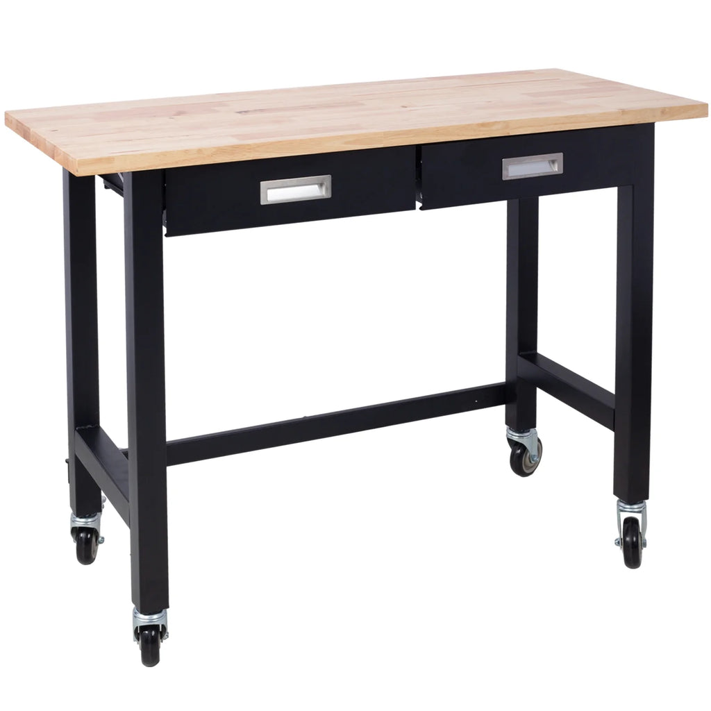 48in Adjustable Bamboo Wood Workbench with Drawer Storage A753279
