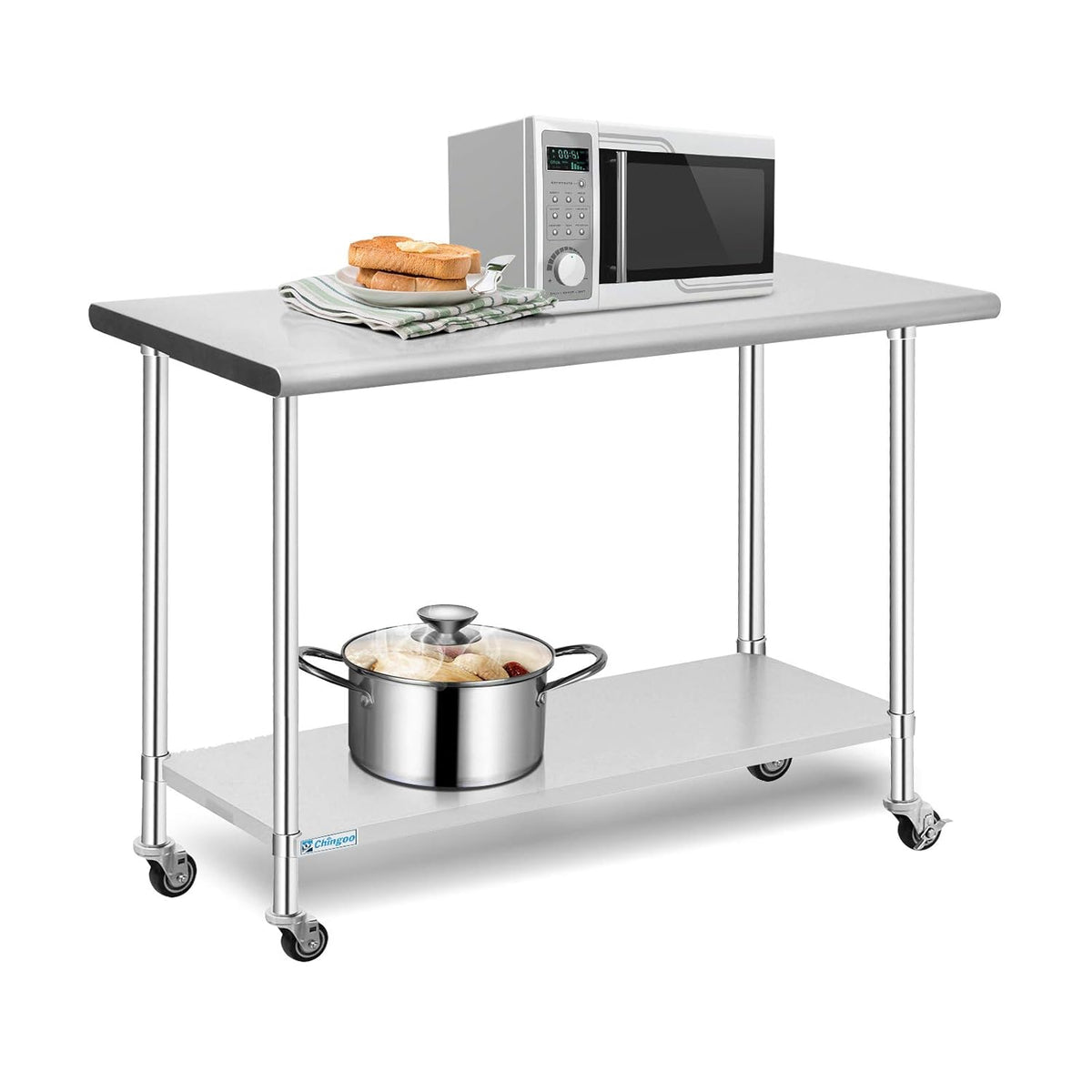 Stainless Steel Table 24 x 36 Inches with Caster Wheels and Undershelf P2773