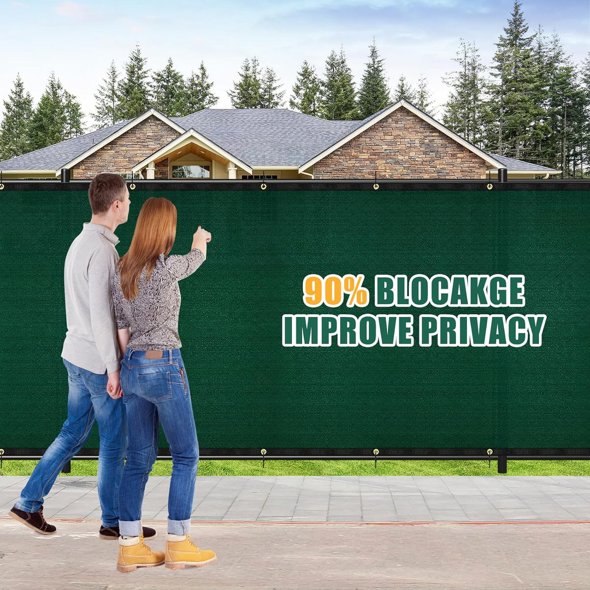 Green 6' x 50' Heavy Duty Privacy Fence Screen with Brass Grommets C8947