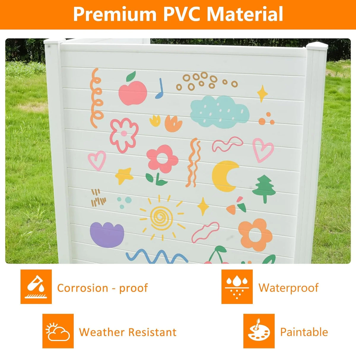 Vinyl Privacy Screen 48" W X 48" H 2 Panels N5294