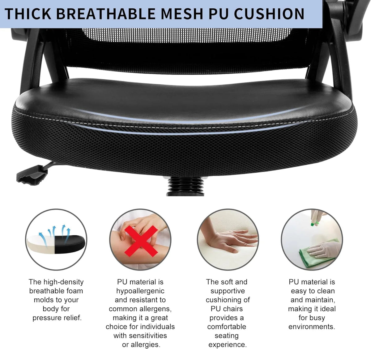 Black Ergonomic Mesh Office Chair with Flip-up Armrests L998031