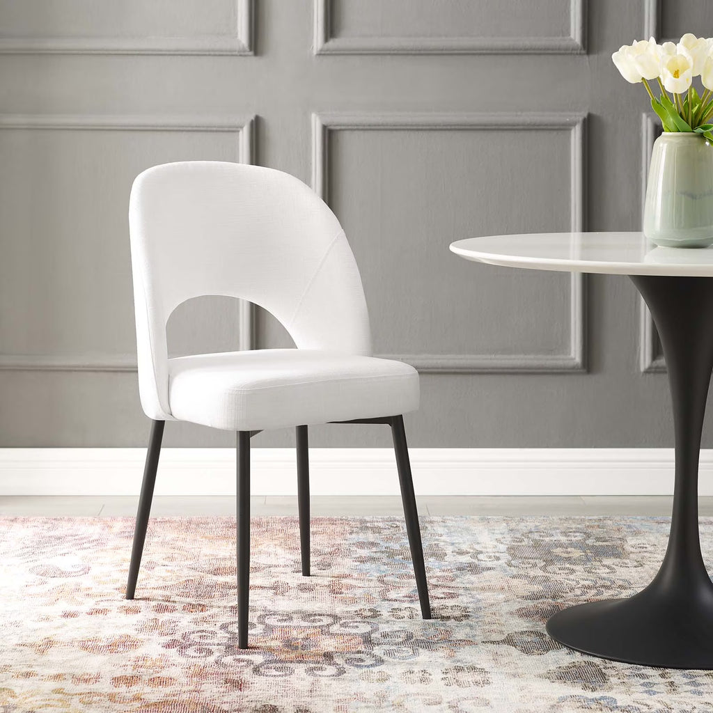 Black White Upholstered Fabric Dining Side Chair J94672