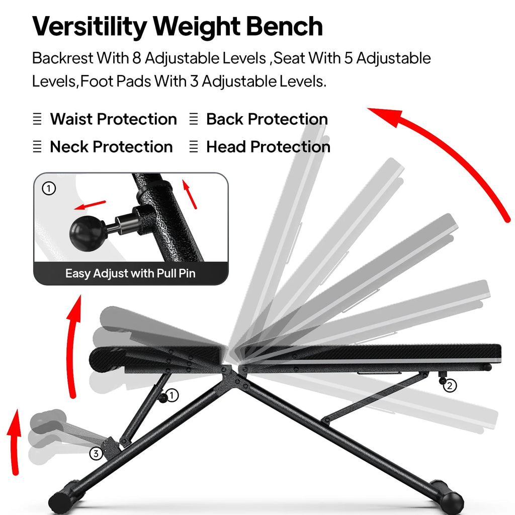 Foldable Adjustable Weight Bench D13964