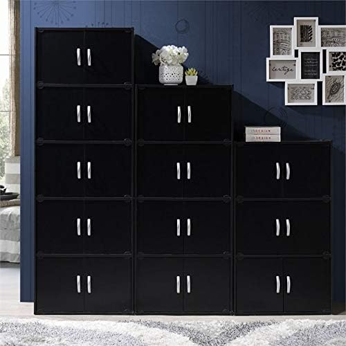 3 Shelf 6 Door Bookcase in Black O819