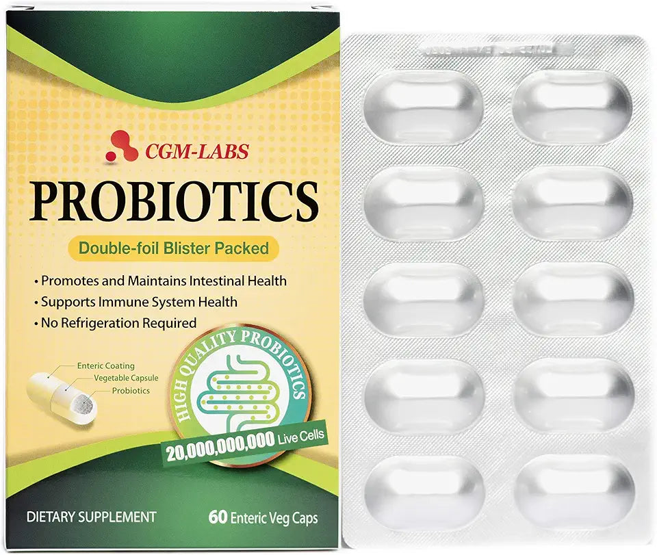 Probiotics 20 Billion Live Cells Enteric Coated Veg Caps Dietary Supplement 60 Veg caps H52427