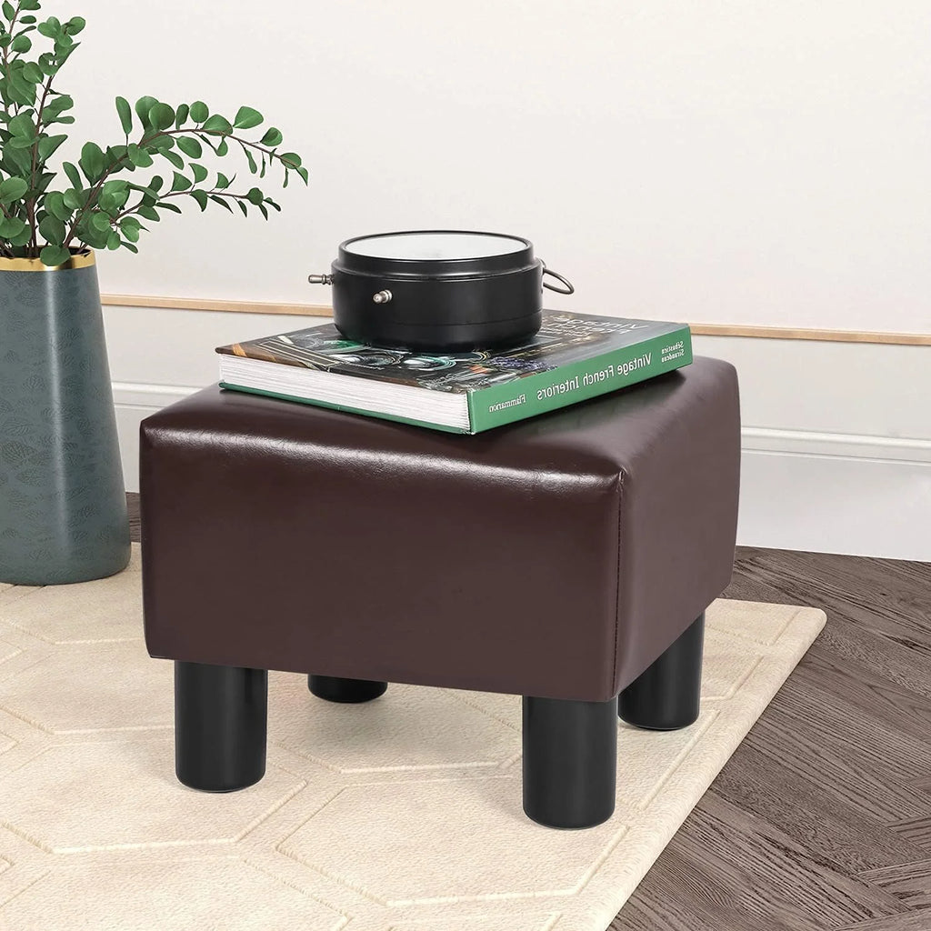 Brown Square PU Leather Ottoman L74115