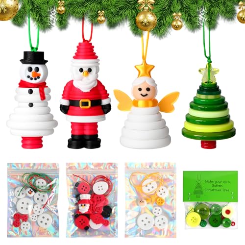 DIY Christmas Button Ornament Making Set, 4PCS F3075
