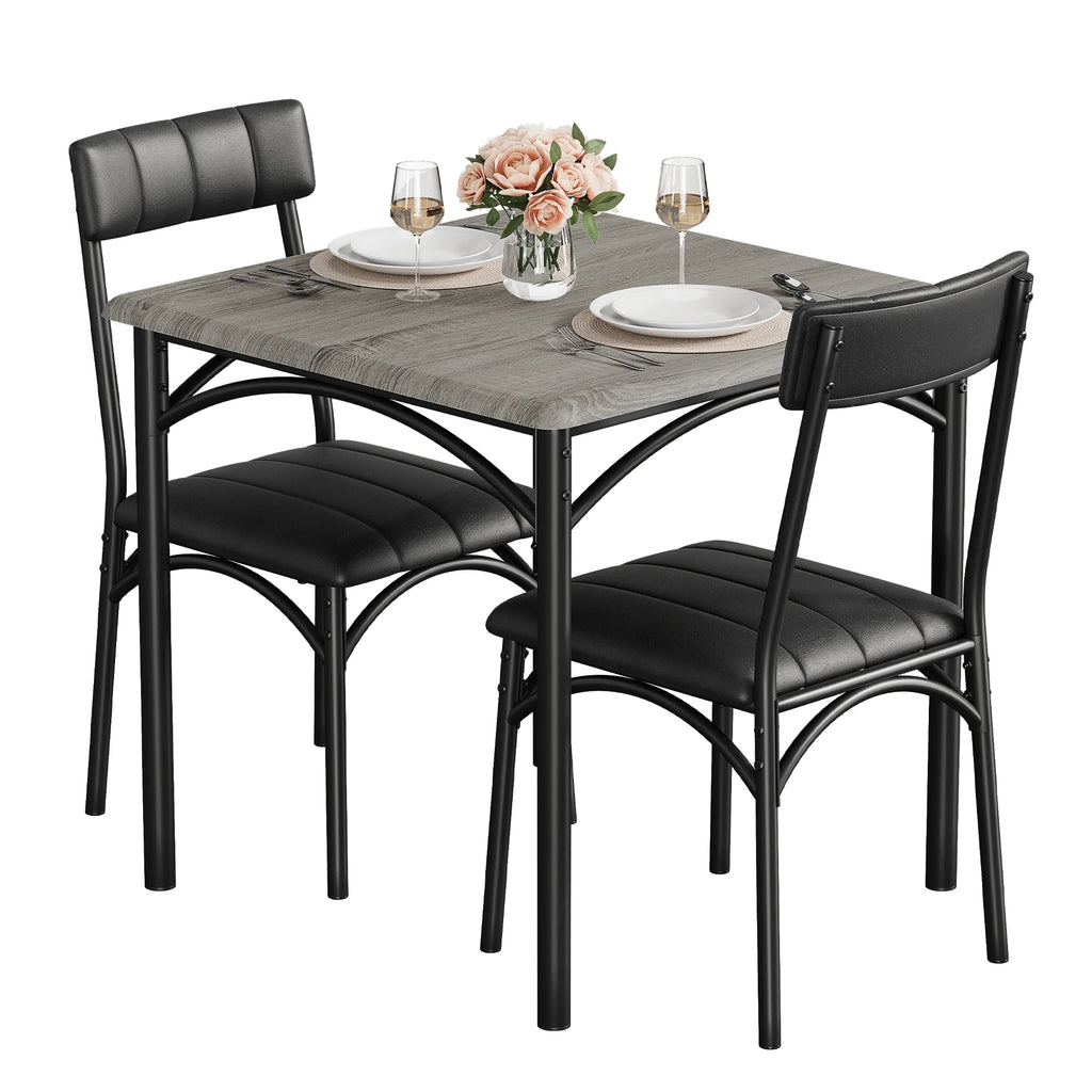 3 Piece Square Dining Table Set with 2 Upholstered Chairs C6516