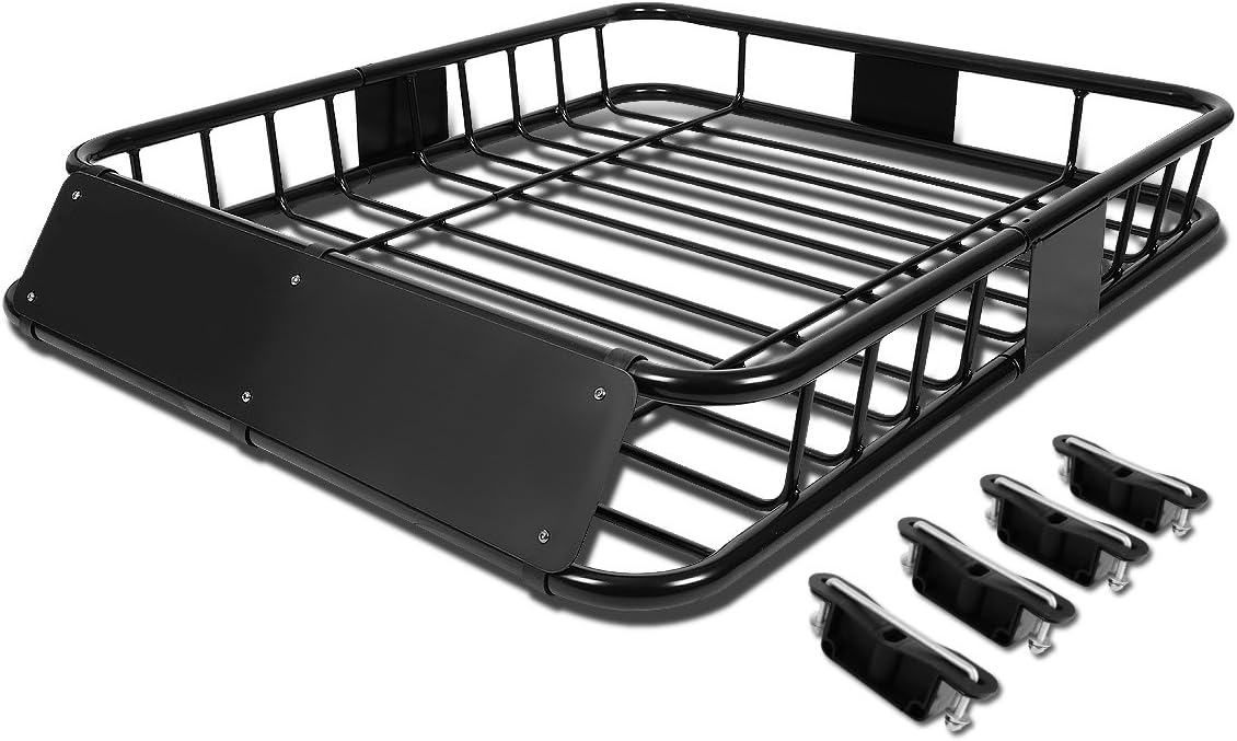 Black Mild Steel Roof Rack Cargo Carrier Basket A294447