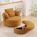 Oversized Orange Chenille Swivel Accent Chair with Storage Ottoman F905