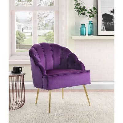 Purple Tufted Velvet Wingback Chair D3859