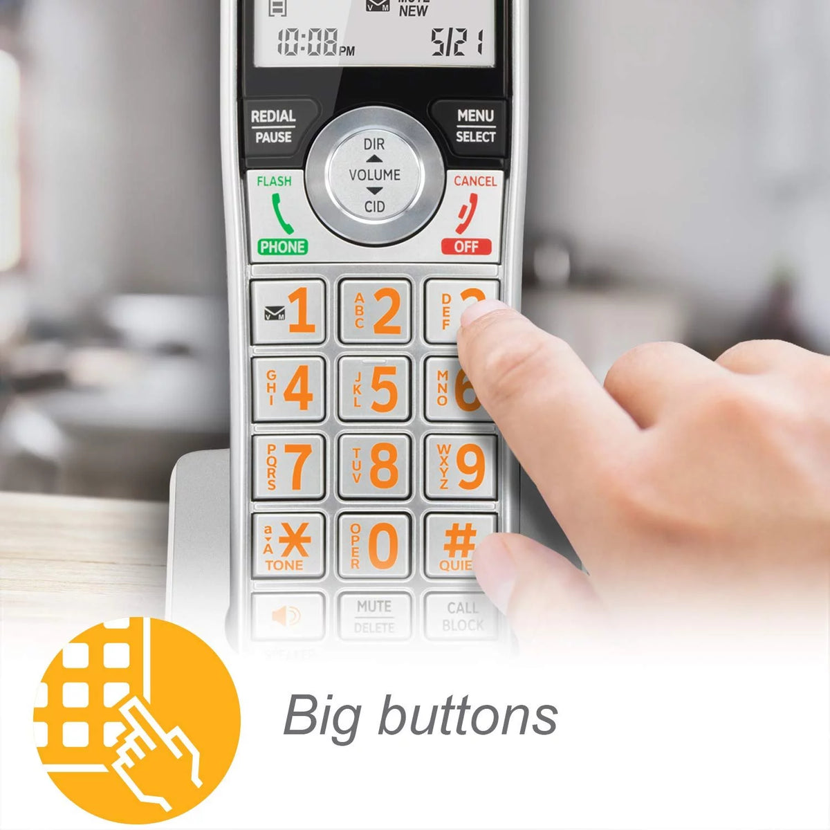 Silver/Black Cordless Phone with 4 Handsets R26235