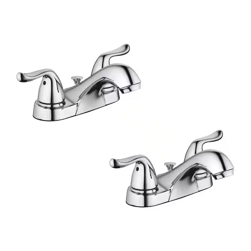 4 in. Centerset Double-Handle Low-Arc Bathroom Faucet Polished Chrome 2-Pack V216